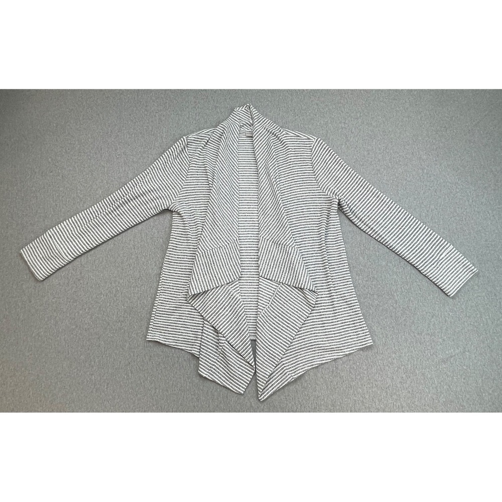 Chicos Cardigan Womens Size 2 (12/14) Striped Knit Stretch Open Front